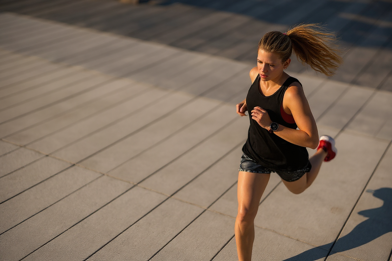 After depth effect - woman running with reframe ai depth of field effect