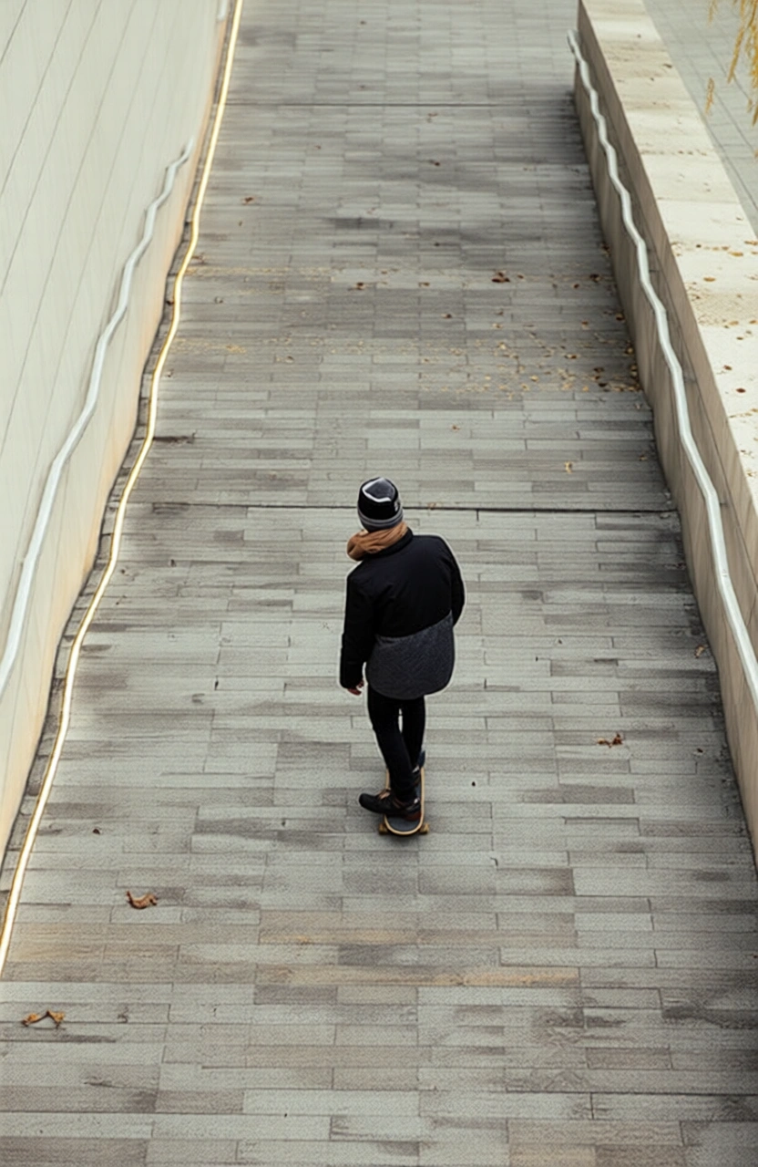 After camera reframe - skateboarder with adjusted perspective